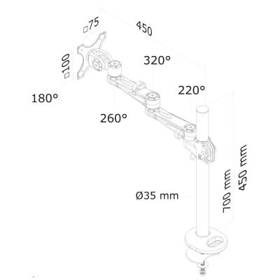 Neomounts FPMA-D935G /Držák displeje/na stůl/10-30"/průchodka/3čepy/VESA 100X100/nosn.10kg/1 displej/stříbrný