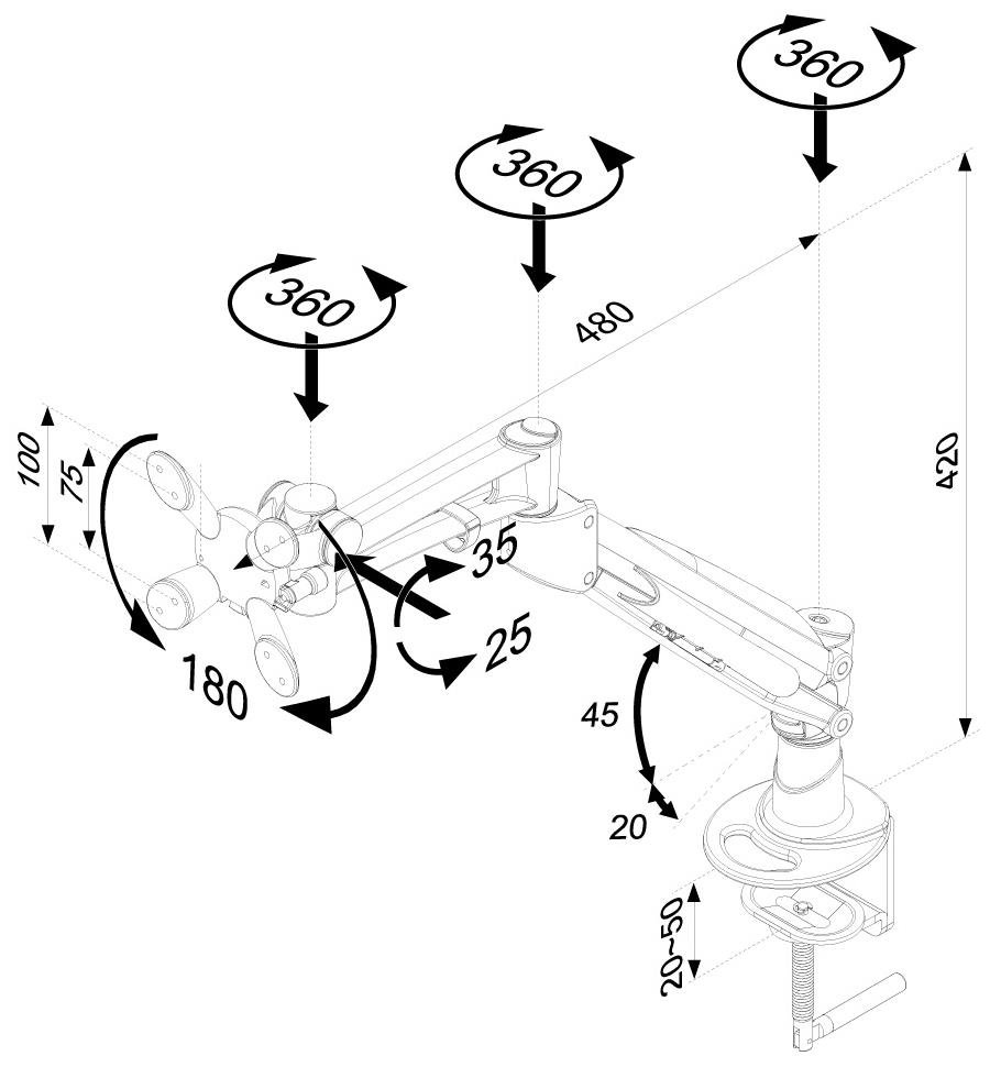 Neomounts FPMA-D940HC / Flat Screen Desk Mount (clamp)  / Silver