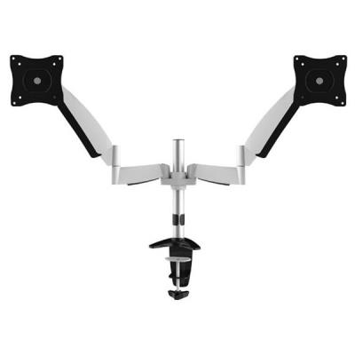 Neomounts FPMA-D950D/Držák displeje/na stůl/10-27"/svorka+průchodka/VESA 100X100/plyn. píst/nosn.2x9kg/2 displeje/stříbr