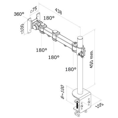 Neomounts FPMA-D960 /Držák displeje/na stůl/10-30"/svorka/3 čepy/VESA 100X100/nosn. 10kg/černý