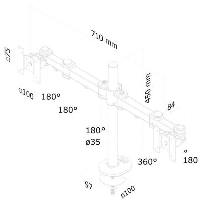 Neomounts FPMA-D960DG / Flat Screen Desk Mount (grommet) / Black
