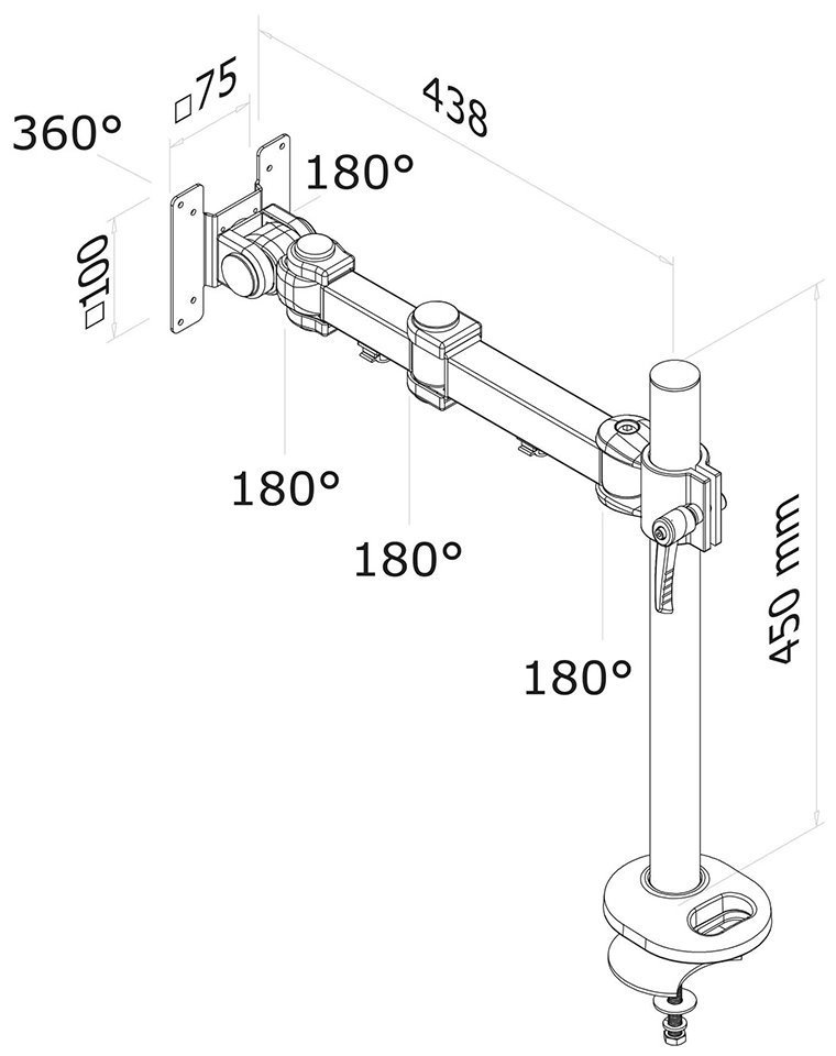 Neomounts FPMA-D960G / Flat Screen Desk Mount (grommet) / Black