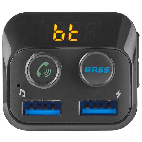 NEDIS FM Transmitter do auta/ Hands free volání/ 1.0 "/ LED obrazovka/ Bluetooth 5.0/ 12 - 24 V DC/ 2.4 A/ 2x USB/ černý