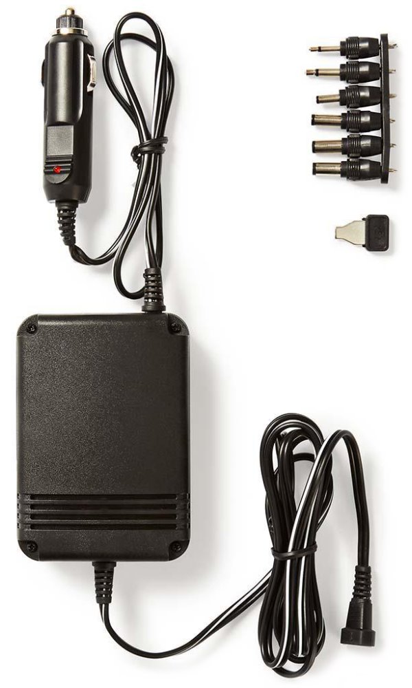NEDIS univerzální DC/DC napájecí adaptér/ auto adaptér/ 24 W/ 1.5 / 3 / 4.5 / 6 / 7.5 / 9 / 12 V DC/ 24 V DC/ 2 A/ černý