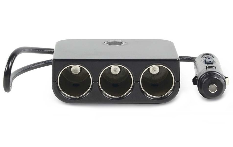 NEDIS univerzální DC/DC napájecí adaptér/ auto adaptér/ 180 W/ 4.0 A/ 3x 12 V DC zásuvka/ USB/ černý