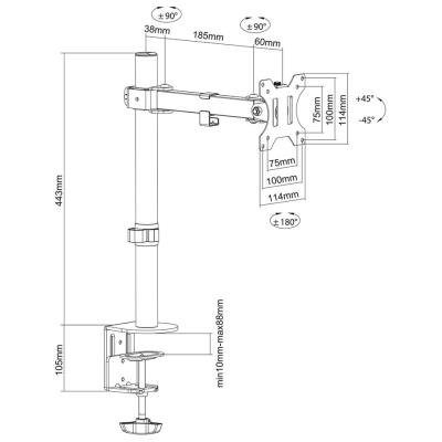 Neomounts FPMA-D540BLACK / Desk Mount 2 pivots (clamp/grommet)   / Black