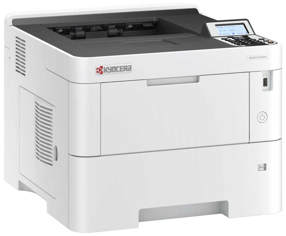 Kyocera ECOSYS PA4500x/ A4/ 45ppm/ 1200x1200 dpi/ PCL+PS3/ 512MB RAM/ Duplex/ USB/ LAN