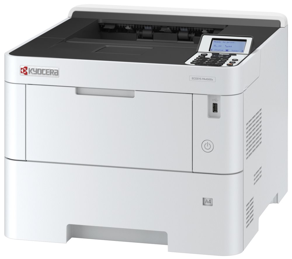 Kyocera ECOSYS PA4500x/ A4/ 45ppm/ 1200x1200 dpi/ PCL+PS3/ 512MB RAM/ Duplex/ USB/ LAN