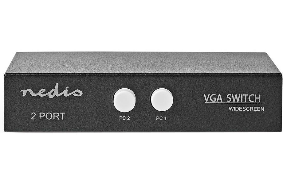 NEDIS VGA přepínač/ 2x VGA vstup/ 1x VGA výstup/ rozlišení 2560x1600/ černý/ BOX