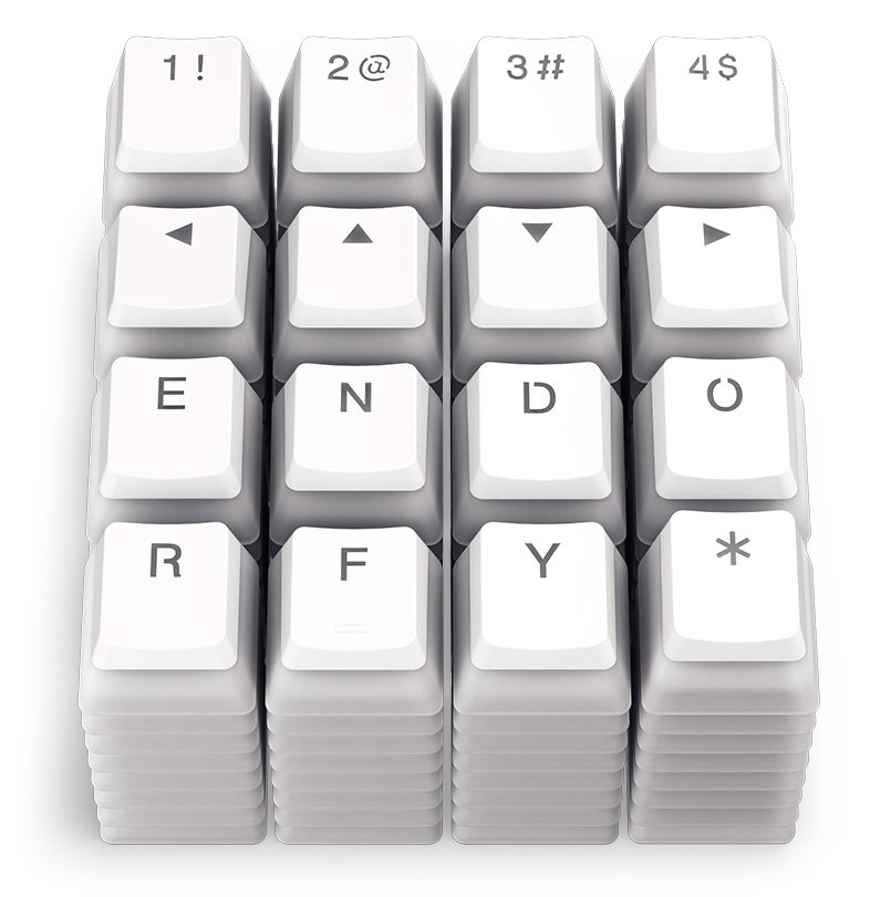 Endorfy set kláves KC104 Pudd. Dbl. shot OWH / 104 kláves / průhledné / bílé