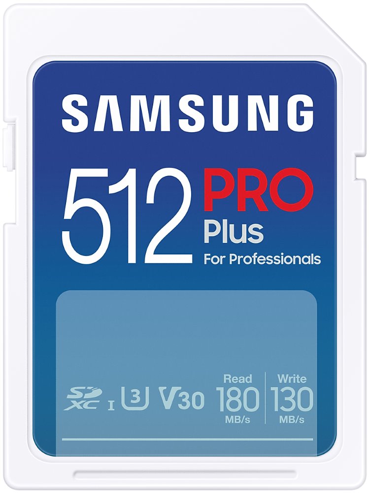 SAMSUNG PRO Plus SDXC 512GB + USB Adaptér / CL10 UHS-I U3 / V30