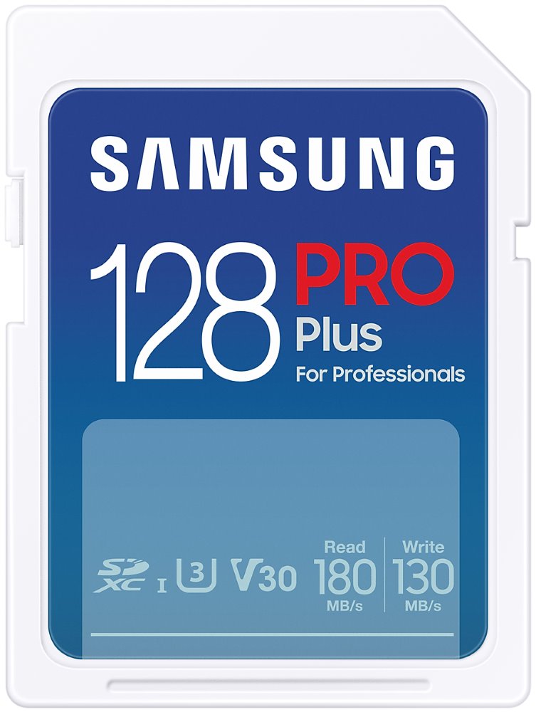 SAMSUNG PRO Plus SDXC 128GB + USB Adaptér / CL10 UHS-I U3 / V30