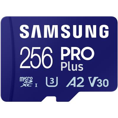 SAMSUNG PRO Plus MicroSDXC 256GB + SD Adaptér / CL10 UHS-I U3 / A2 / V30