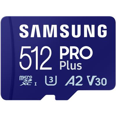 SAMSUNG PRO Plus MicroSDXC 512GB + SD Adaptér / CL10 UHS-I U3 / A2 / V30
