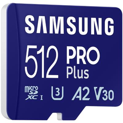SAMSUNG PRO Plus MicroSDXC 512GB + SD Adaptér / CL10 UHS-I U3 / A2 / V30