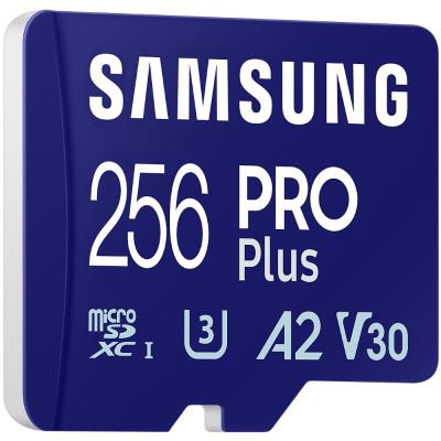 SAMSUNG PRO Plus MicroSDXC 256GB + USB Adaptér / CL10 UHS-I U3 / A2 / V30