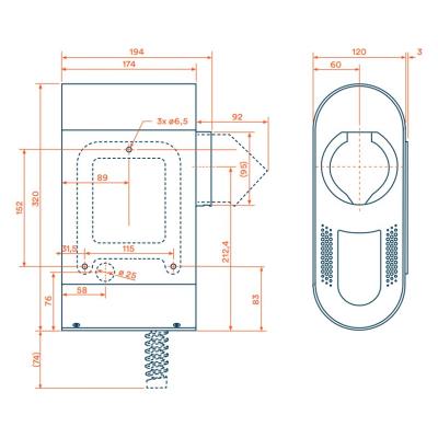OlifeEnergy EV nabíječ elektromobilů BASE AC 22kW, Wallbox, Type2, zásuvka, RFID, automód