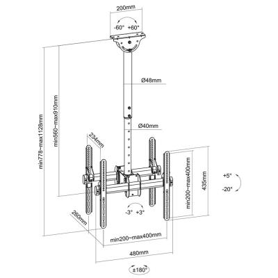 Neomounts Select  NM-C440DBLACK / Flat Screen Ceiling Mount (32-60") / Black