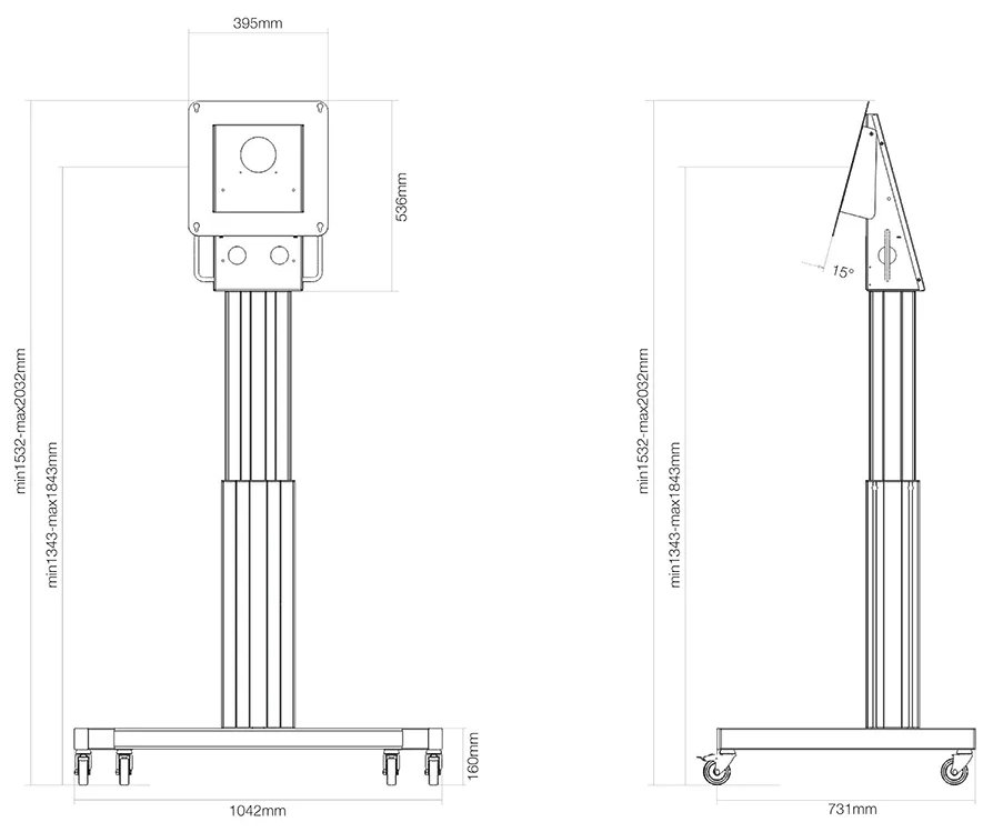 Neomounts Select NM-HUB2LIFTBLACK/Držák displeje/vozík/max 50"/VESA 350x350/nosn. 150kg/mot. nast.výšky/náklon/rotace/če