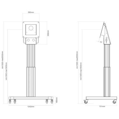 Neomounts Select NM-HUB2LIFTBLACK/Držák displeje/vozík/max 50"/VESA 350x350/nosn. 150kg/mot. nast.výšky/náklon/rotace/če