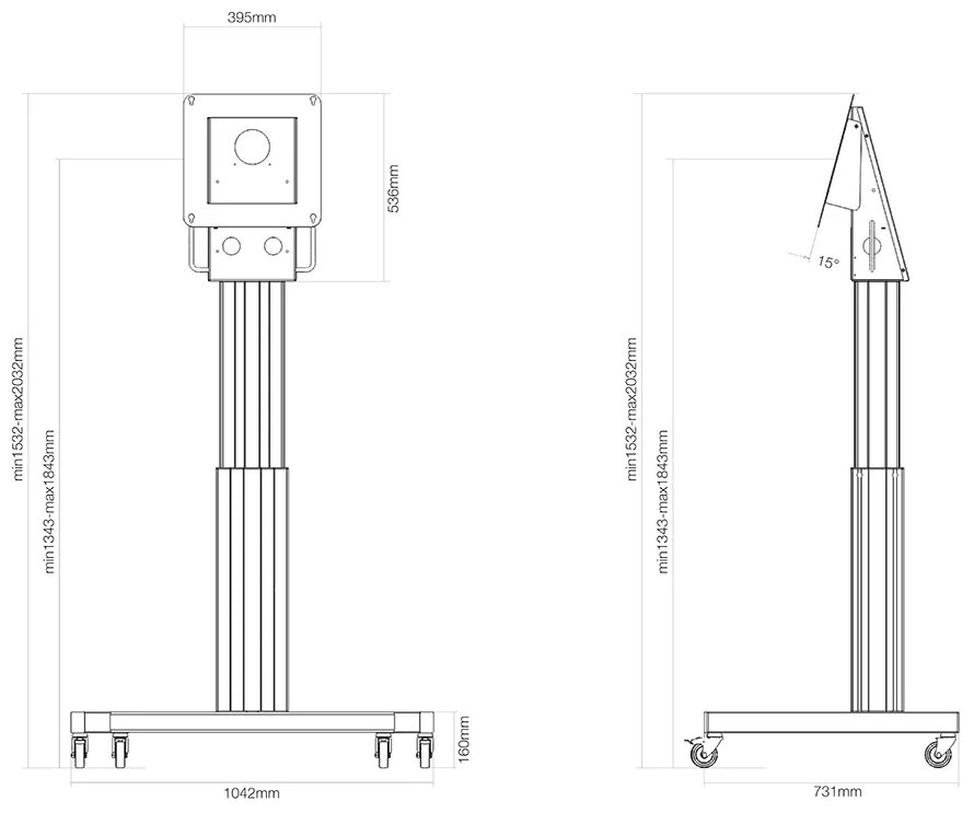 Neomounts Select NM-HUB2LIFTSILVER/Držák displeje/vozík/max 50"/VESA 350x350/nosn. 150kg/mot. nast.výšky/náklon/rotace/s