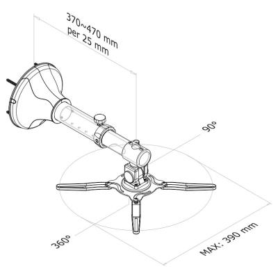 Neomounts  BEAMER-W050SILVER / Projector Wall Mount (length: 37-47 cm = ultra short throw) / Silver