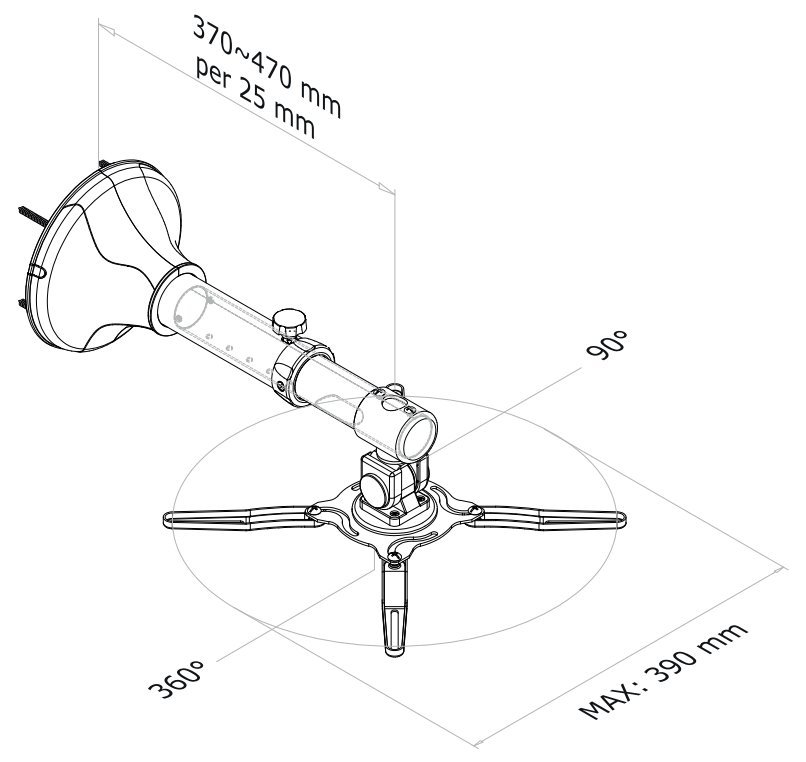 Neomounts  BEAMER-W050BLACK / Projector Wall Mount (length: 37-47 cm = ultra short throw) / Black