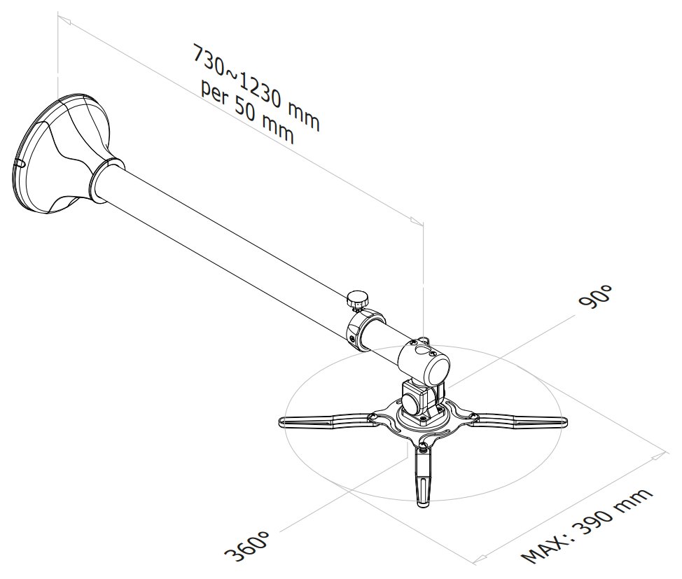 Neomounts  BEAMER-W100SILVER / Projector Wall Mount (length: 73-123 cm = short throw) / Silver