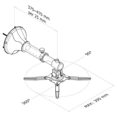 Neomounts  BEAMER-W050BLACK / Projector Wall Mount (length: 37-47 cm = ultra short throw) / Black
