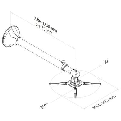 Neomounts  BEAMER-W100SILVER / Projector Wall Mount (length: 73-123 cm = short throw) / Silver