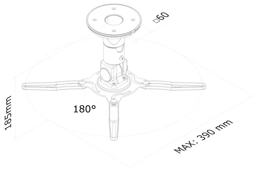 Neomounts  BEAMER-C50 / Projector Ceiling Mount (height: 18,5 cm) / Black