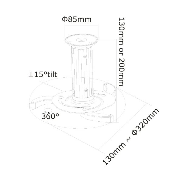 Neomounts  BEAMER-C80 / Projector Ceiling Mount (height: 13-20 cm) / Silver