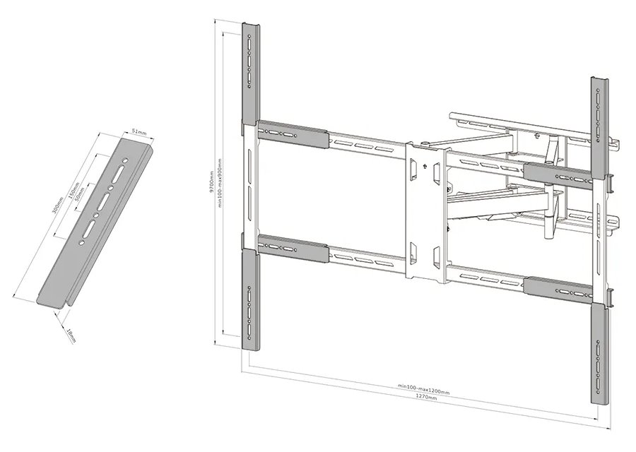 Neomounts Select  AWLS-950BL1 / VESA rozšiřovací sada pro WL40S-950BL18 (z VESA 800x600 na max VESA 1200X900) / černá