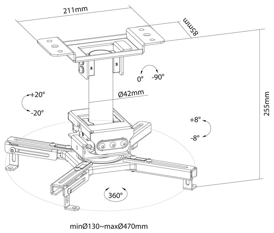 Neomounts  CL25-530BL1 / Projector Ceiling Mount  / Black