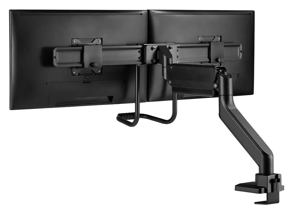 Neomounts DS75-450BL2 /Držák displeje/na stůl/17-32"/svorka+průchodka/VESA 100X100/nosn.2x8kg/plyn. píst/2 displeje/čern