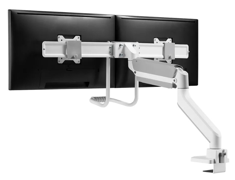 Neomounts DS75-450WH2 /Držák displeje/na stůl/17-32"/svorka+průchodka/VESA 100X100/nosn.2x8kg/plyn. píst/2 displeje/bílý