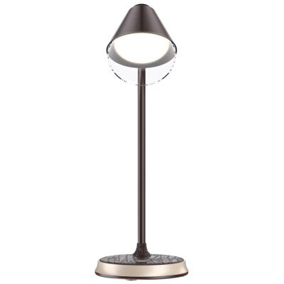 IMMAX LED stolní lampička FINCH/ Qi nabíjení/ 9W/ 12V/2A/ stmívatelná/ hnědá + zlaté prvky