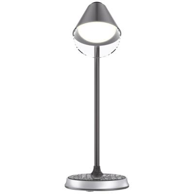 IMMAX LED stolní lampička FINCH/ Qi nabíjení/ 9W/ 12V/2A/ stmívatelná/ šedá + stříbrné prvky