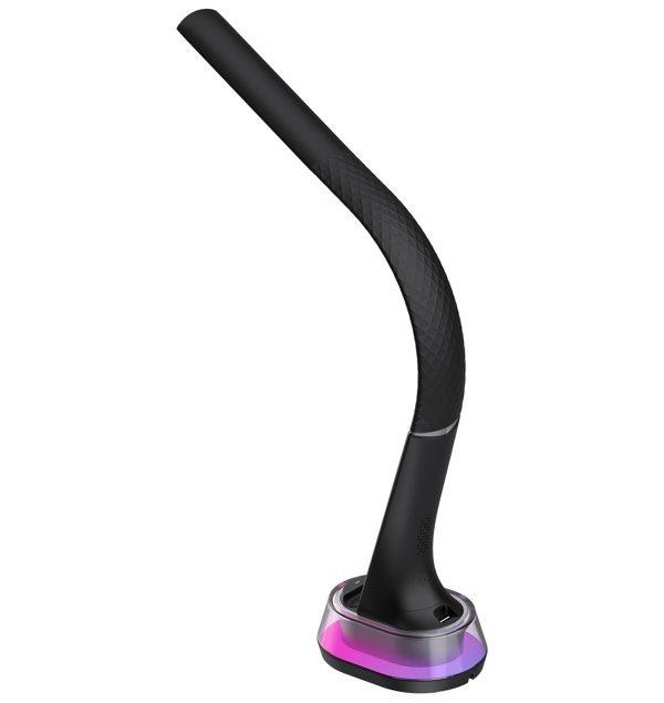 IMMAX LED stolní lampička CORELLA/ Qi nabíjení/ 7W/ 5V/2,1 A/ RGB podsvícení/ stmívatelná/ USB/ černá + stříbrné prvky