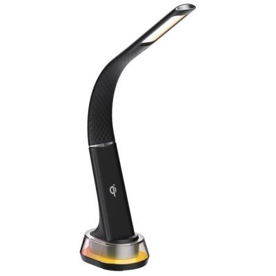 IMMAX LED stolní lampička CORELLA/ Qi nabíjení/ 7W/ 5V/2,1 A/ RGB podsvícení/ stmívatelná/ USB/ černá + stříbrné prvky