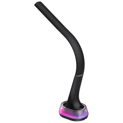 IMMAX LED stolní lampička CORELLA/ Qi nabíjení/ 7W/ 5V/2,1 A/ RGB podsvícení/ stmívatelná/ USB/ černá + stříbrné prvky