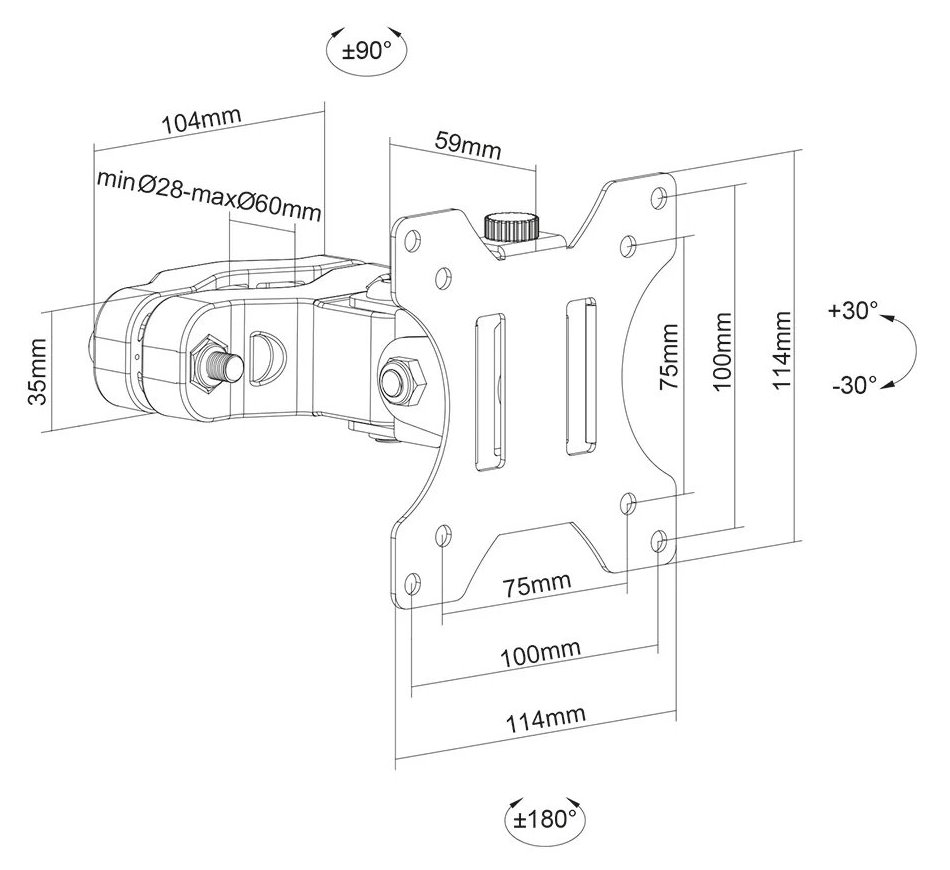 Neomounts FL40-430BL11/Držák displeje/na sloup,tyč 28-60 mm/17-32"/sklopný/1 čep/VESA 100X100/nosn. 8kg/černý
