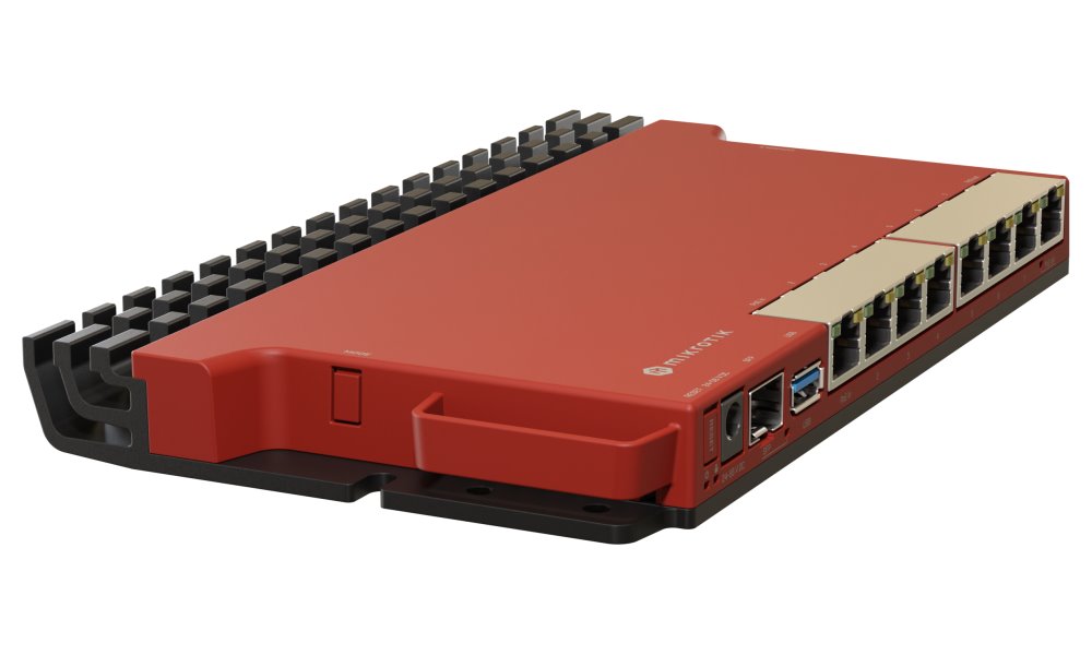 MikroTik L009UiGS-RM, ARM CPU, 512MB RAM, 8x GbE, PoE in/out, SFP, USB 3.0, L5
