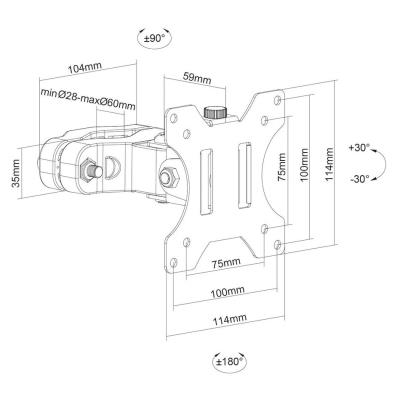 Neomounts FL40-430BL11/Držák displeje/na sloup,tyč 28-60 mm/17-32"/sklopný/1 čep/VESA 100X100/nosn. 8kg/černý