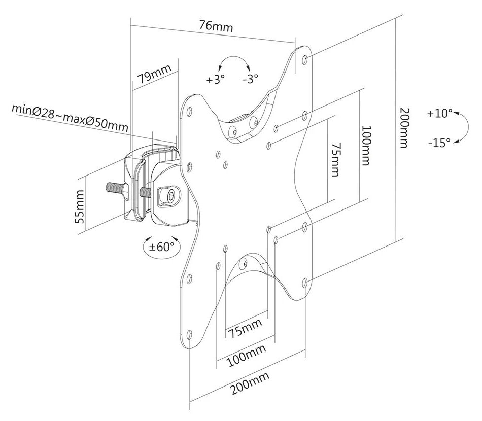Neomounts FL40-430BL12/Držák displeje/na sloup,tyč 28-50 mm/23-42"/sklopný/1 čep/VESA 200X200/nosn. 25kg/černý