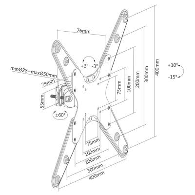 Neomounts FL40-430BL14/Držák displeje/na sloup,tyč 28-50 mm/32-55"/sklopný/1 čep/VESA 400X400/nosn. 25kg/černý