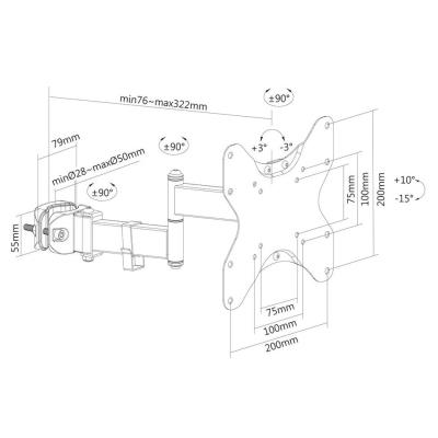 Neomounts FL40-450BL12/Držák displeje/na sloup,tyč 28-50 mm/23-42"/sklopný/3 čepy/VESA 200X200/nosn. 25kg/černý