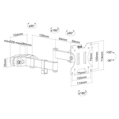 Neomounts FL40-450BL11/Držák displeje/na sloup,tyč 28-60 mm/17-32"/sklopný/3 čepy/VESA 100X100/nosn. 8kg/černý