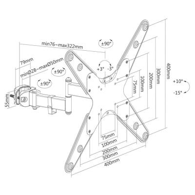 Neomounts FL40-430BL14/Držák displeje/na sloup,tyč 28-50 mm/32-55"/sklopný/3 čepy/VESA 400X400/nosn. 25kg/černý