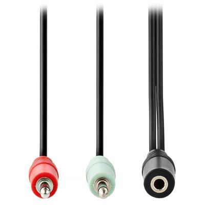 NEDIS redukce pro headsety/ 2x zástrčka 3,5mm jack - zásuvka 3,5 mm jack/ černá/ box/ 12cm